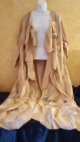 Southwestern Champagne Velboa Velvet Organic Cut Maxi Coat