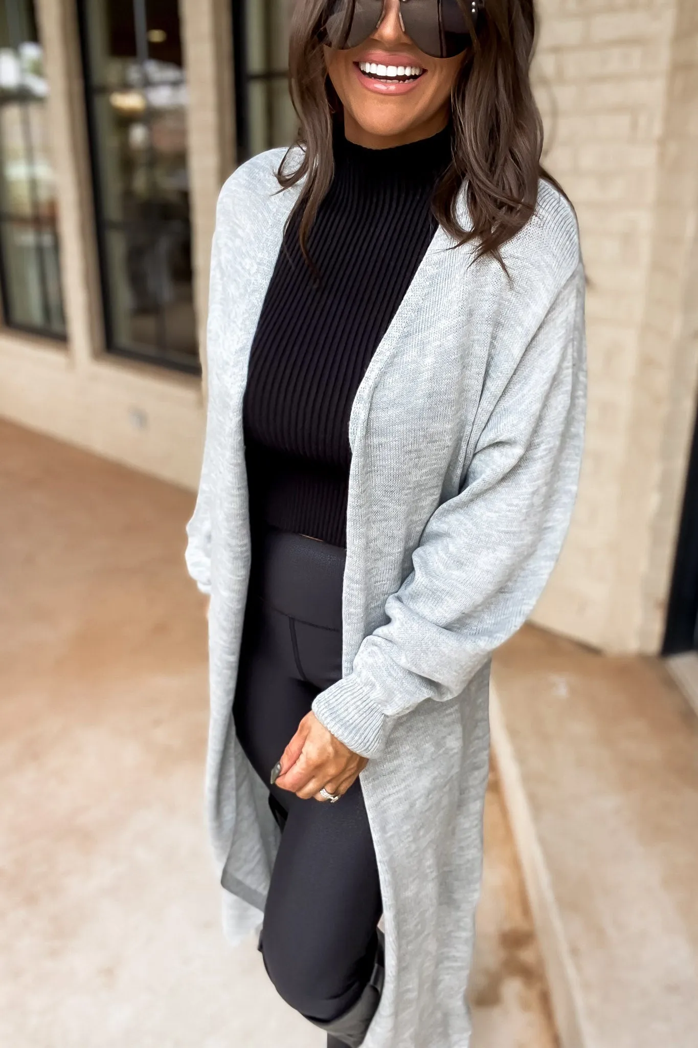 Sweater Weather Heather Gray Knit Sweater Wrap Midi Dress