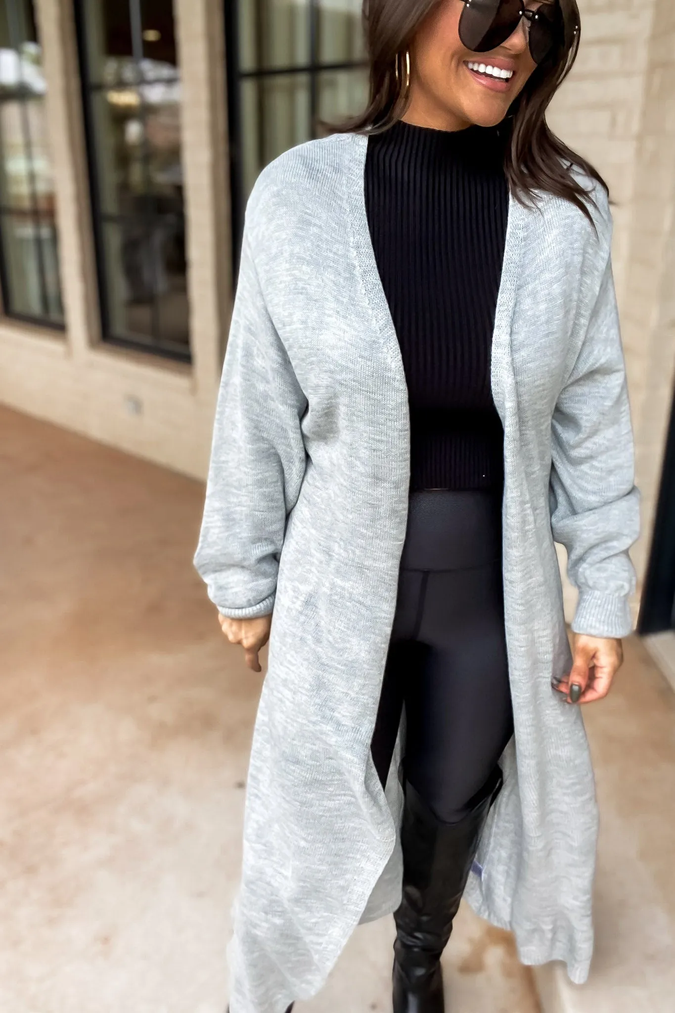 Sweater Weather Heather Gray Knit Sweater Wrap Midi Dress