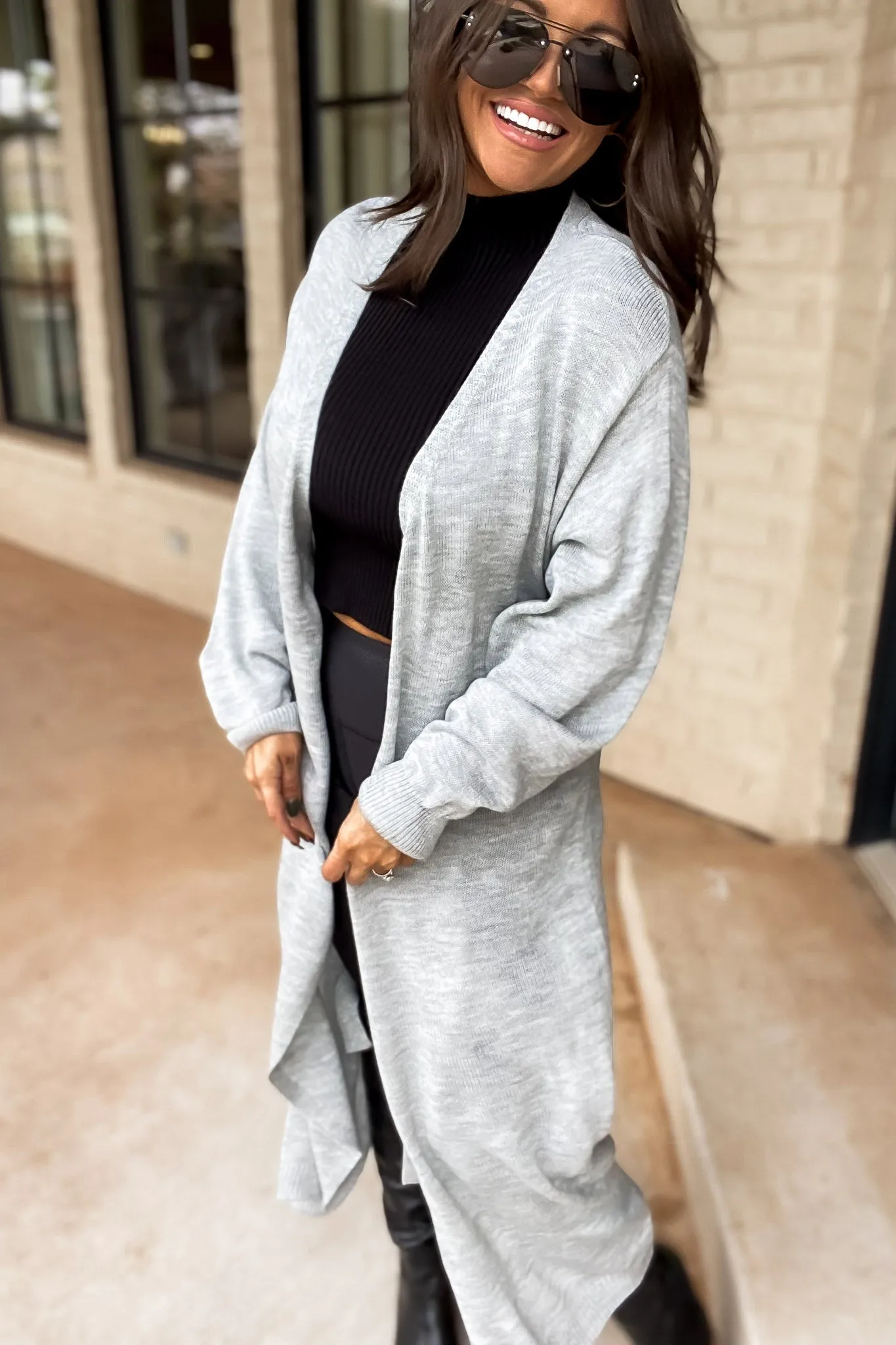 Sweater Weather Heather Gray Knit Sweater Wrap Midi Dress