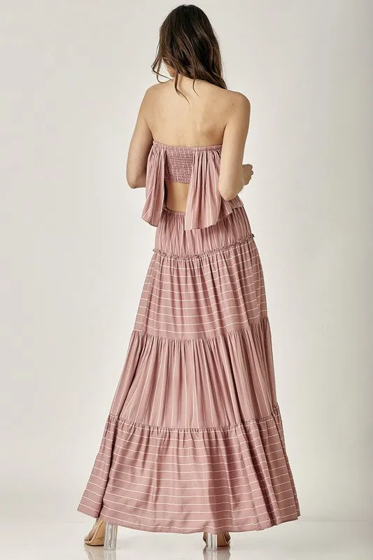 TEEK - Dusty Rose Pin Stripe Tube Dress