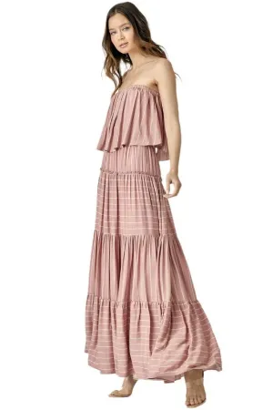 TEEK - Dusty Rose Pin Stripe Tube Dress