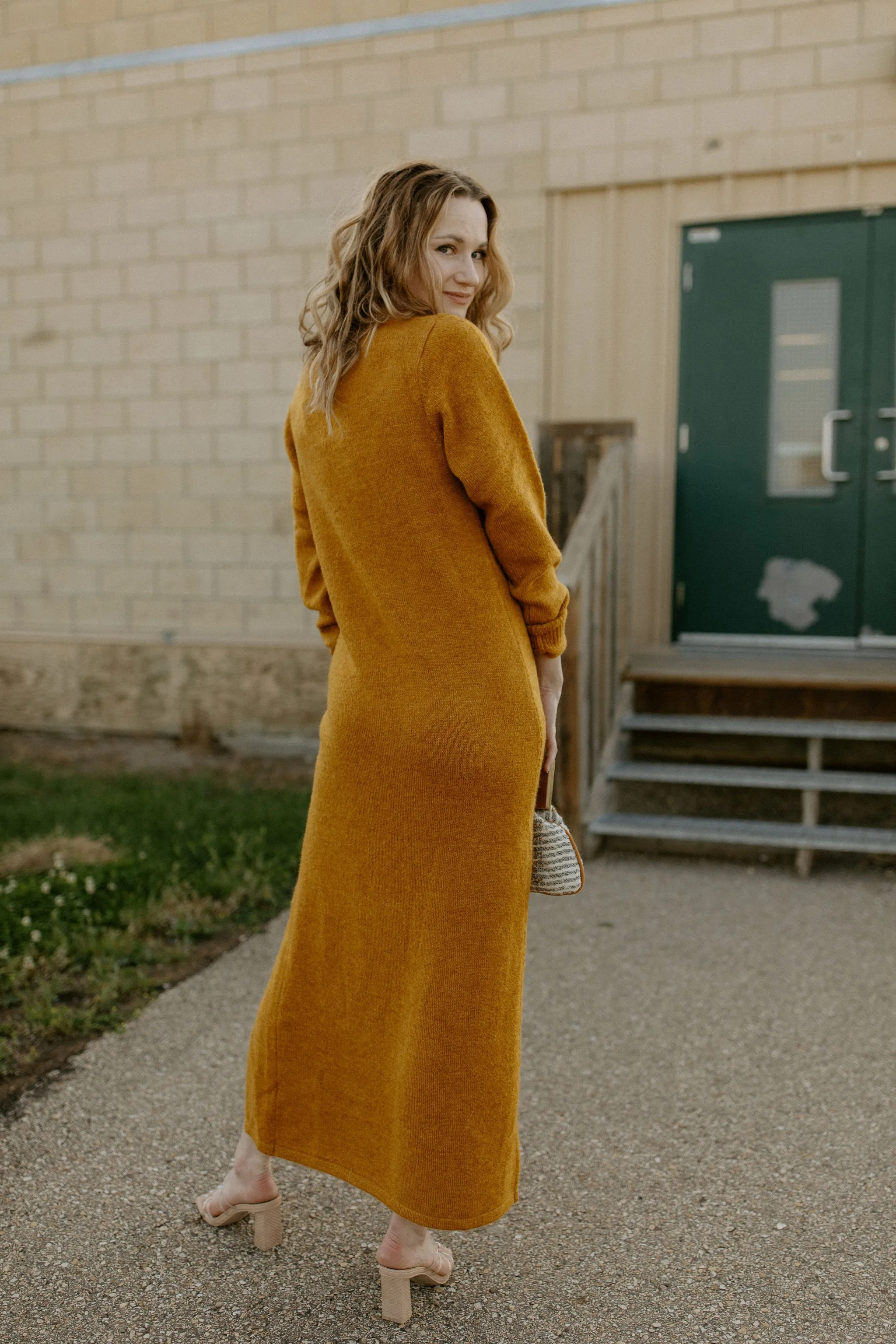 The Francine Sweater Dress by FRNCH - Mustard