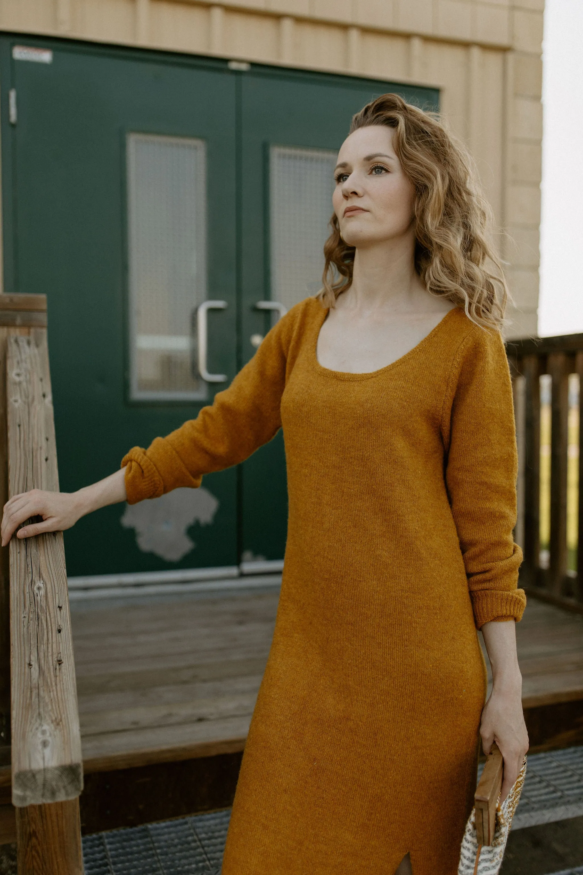 The Francine Sweater Dress by FRNCH - Mustard