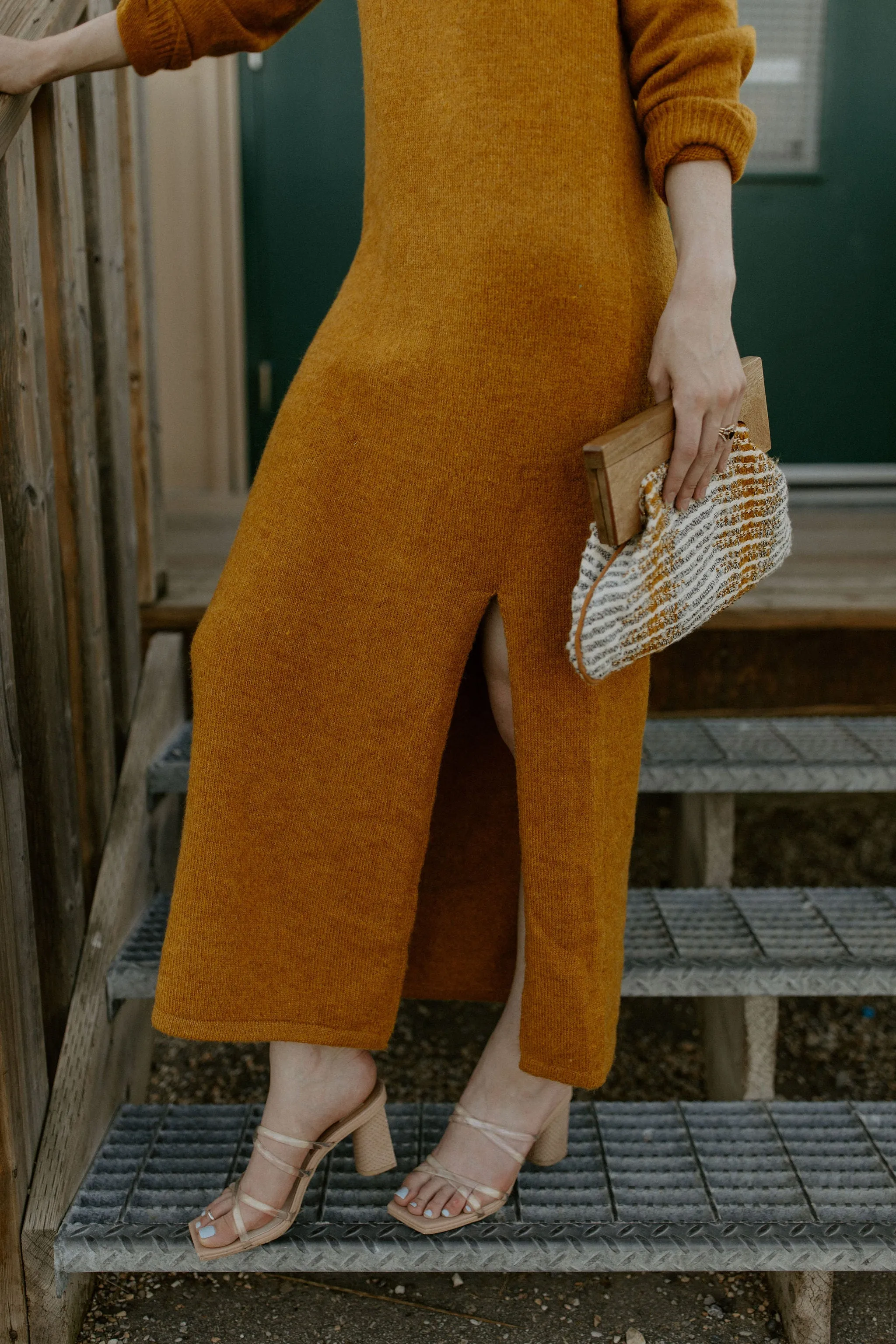 The Francine Sweater Dress by FRNCH - Mustard