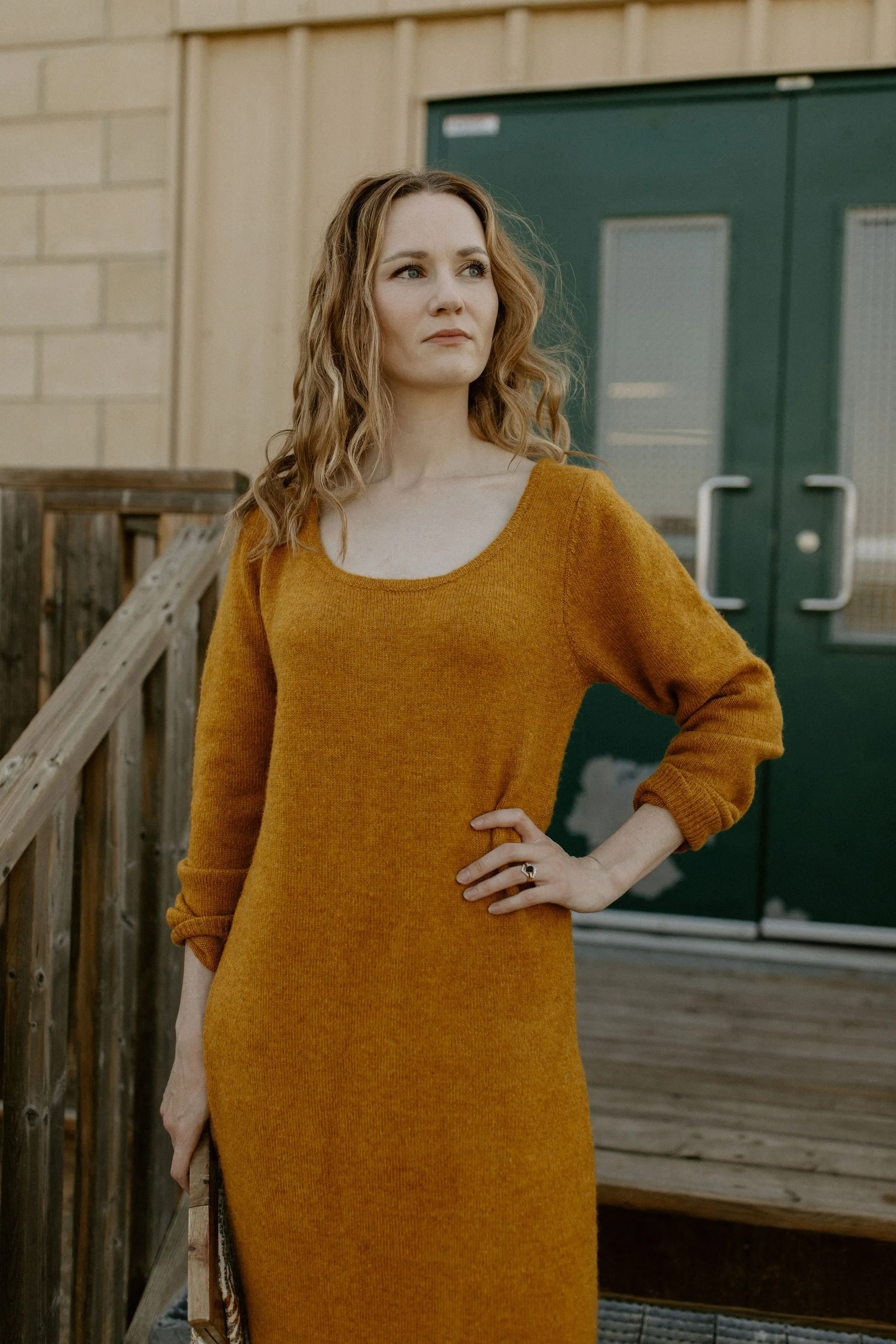 The Francine Sweater Dress by FRNCH - Mustard