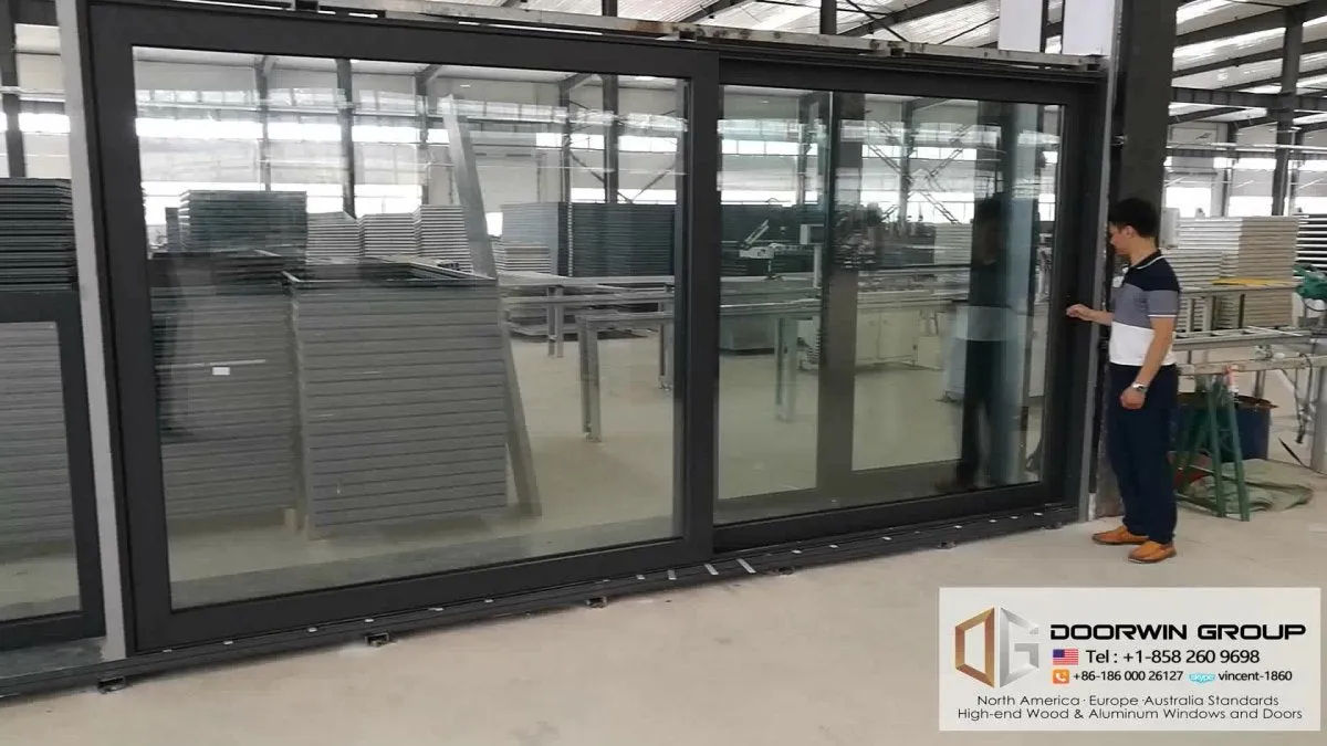 thermal break aluminum automatic black sliding doorby Doorwin