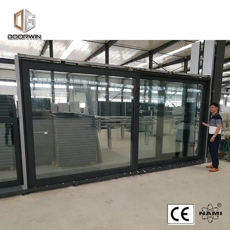 thermal break aluminum automatic black sliding doorby Doorwin