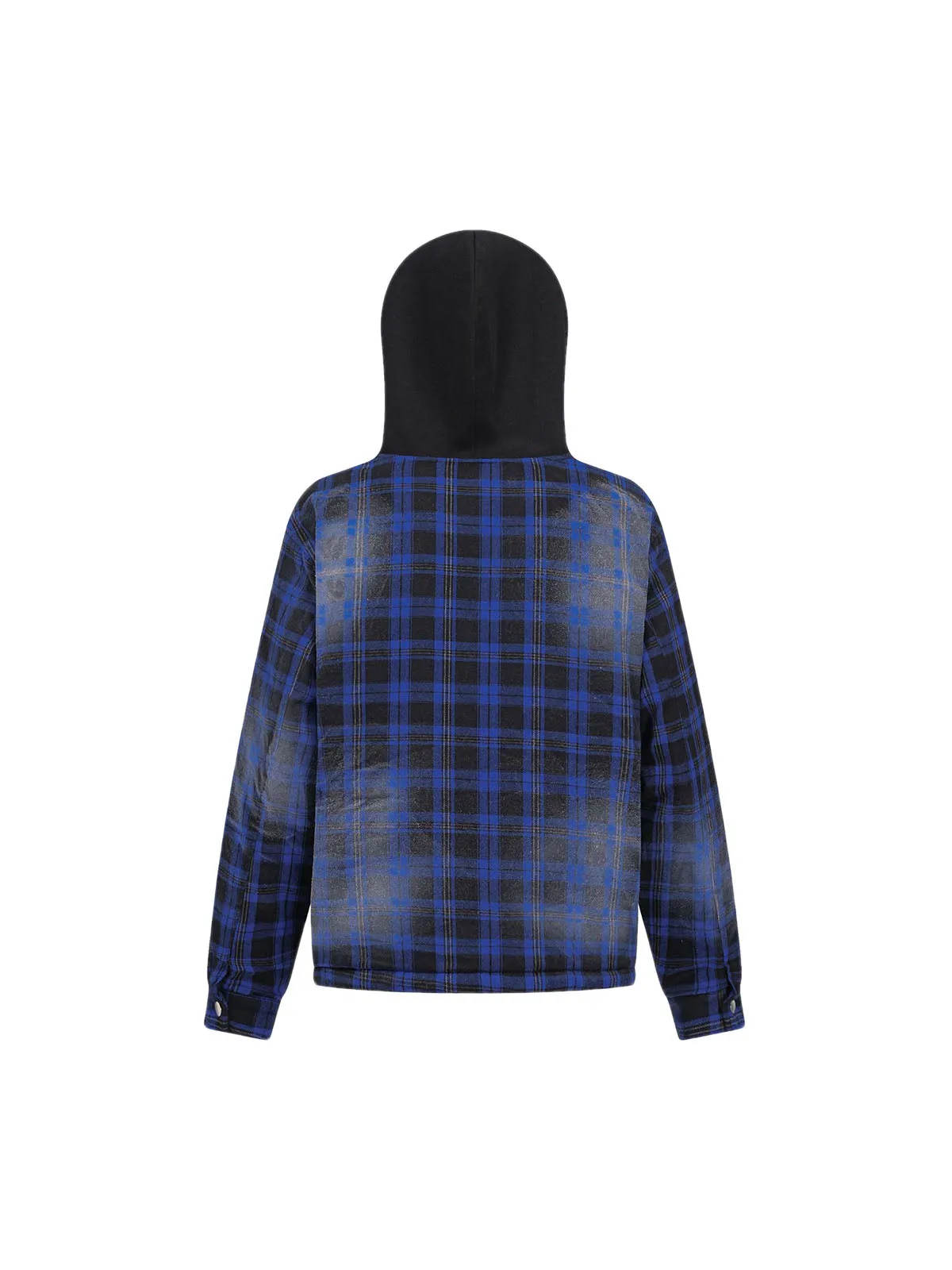 Thesupermade Dark Plaid Hooded Quilted Jacket