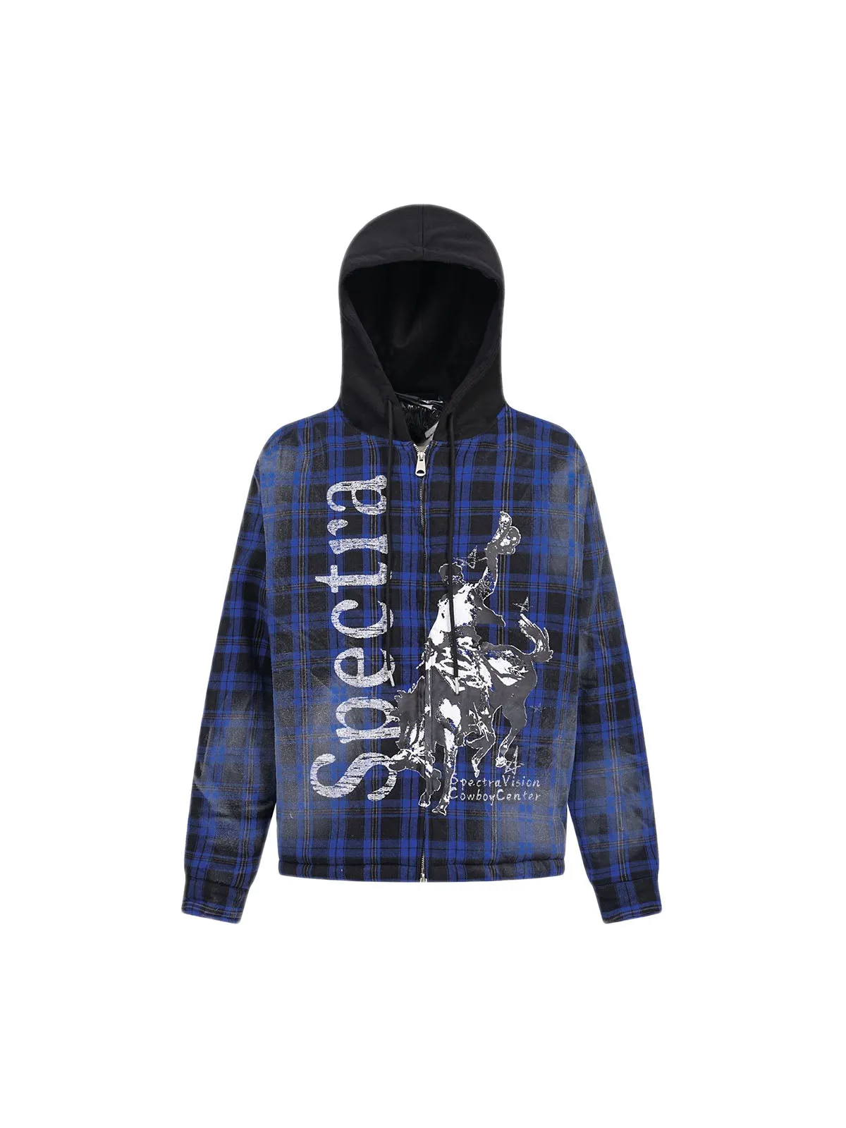 Thesupermade Dark Plaid Hooded Quilted Jacket