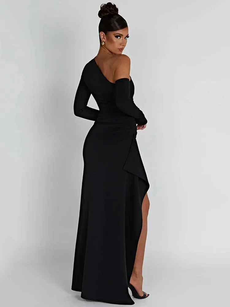 Thigh High Split Maxi Dress Women Long Sleeve Sexy Long Dress