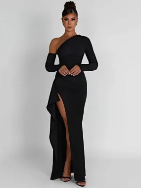 Thigh High Split Maxi Dress Women Long Sleeve Sexy Long Dress