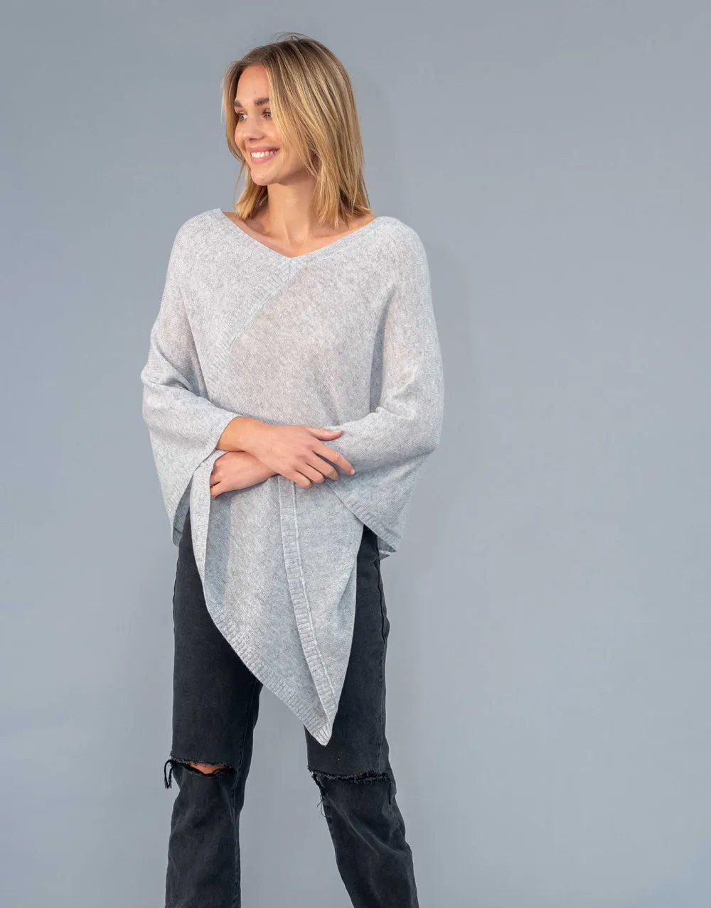 Ultra Soft Poncho in Platinum