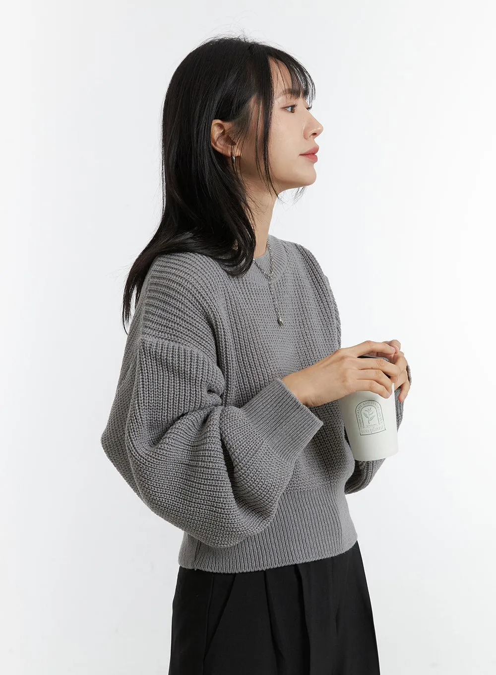 Unbalanced Opening Shoulder Knit Sweater OD308