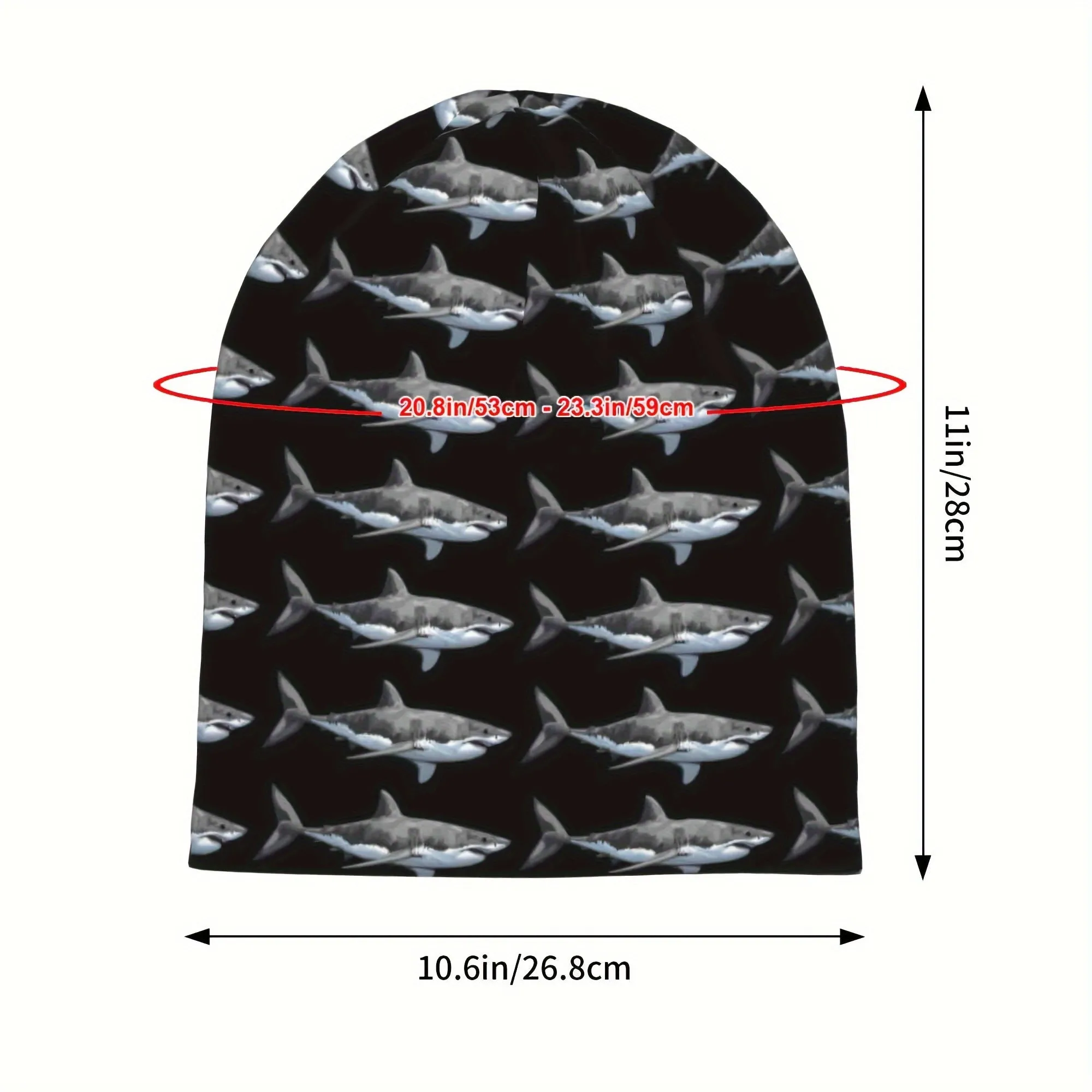 Unisex Caps - Stretchable Shark Print Skull