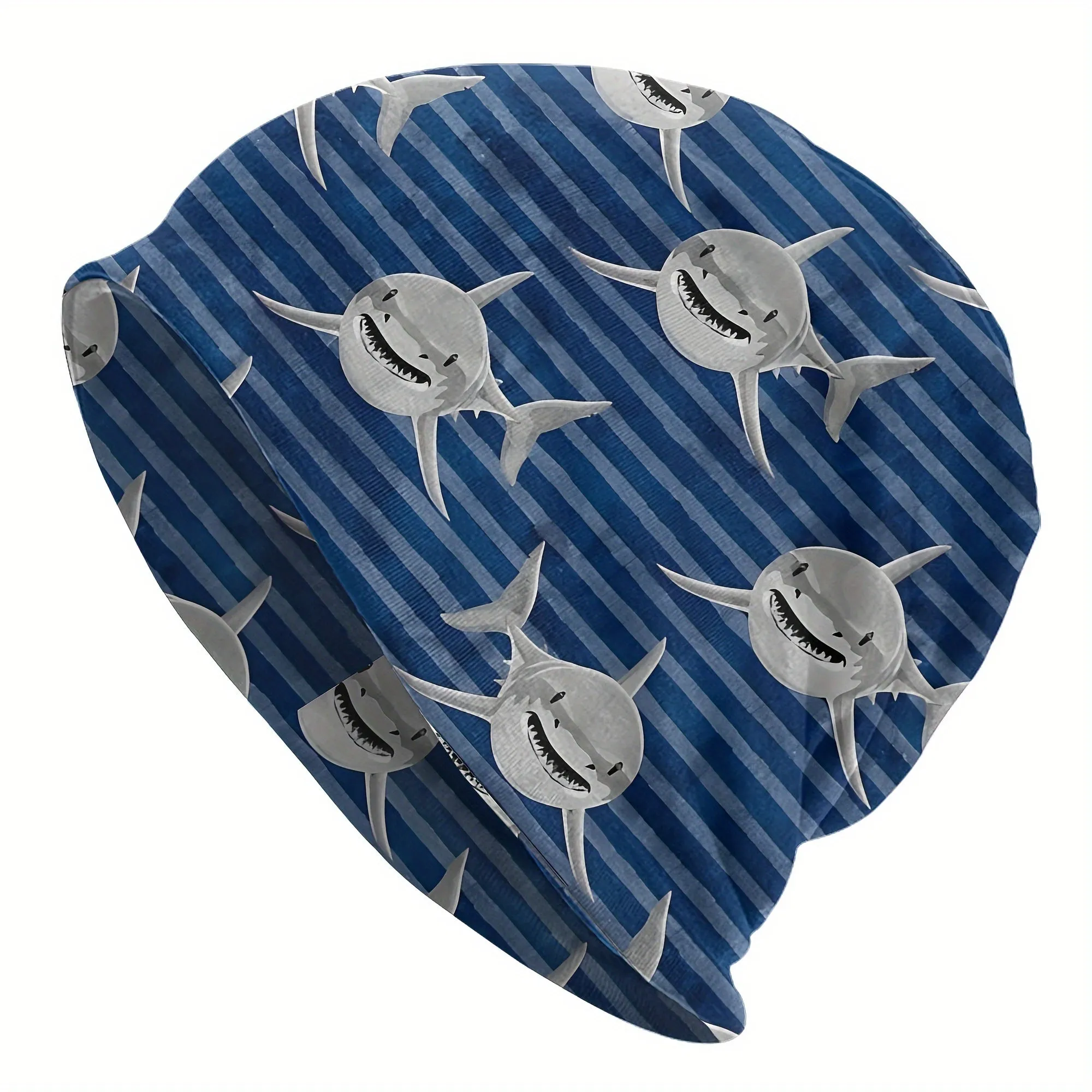 Unisex Caps - Stretchable Shark Print Skull