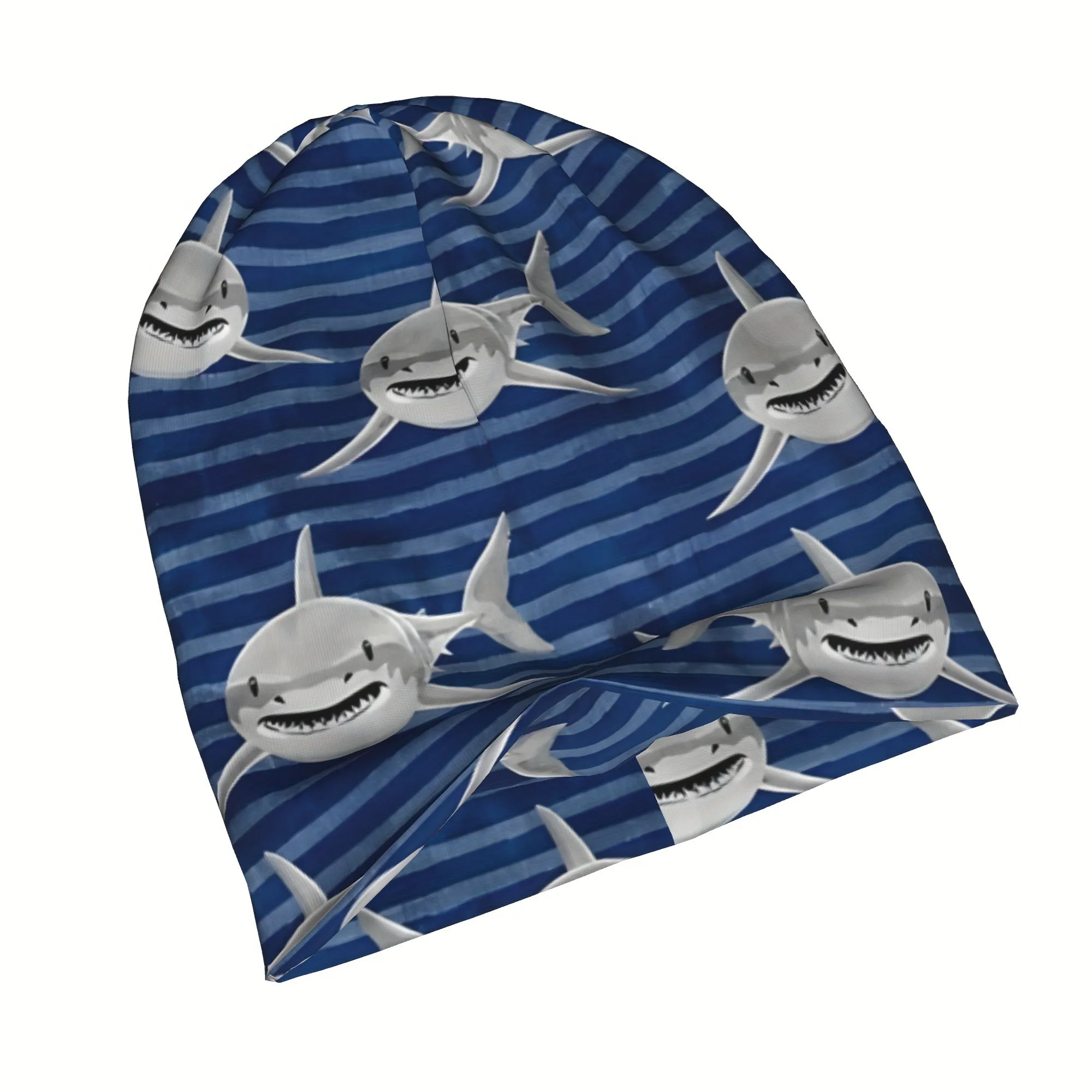 Unisex Caps - Stretchable Shark Print Skull