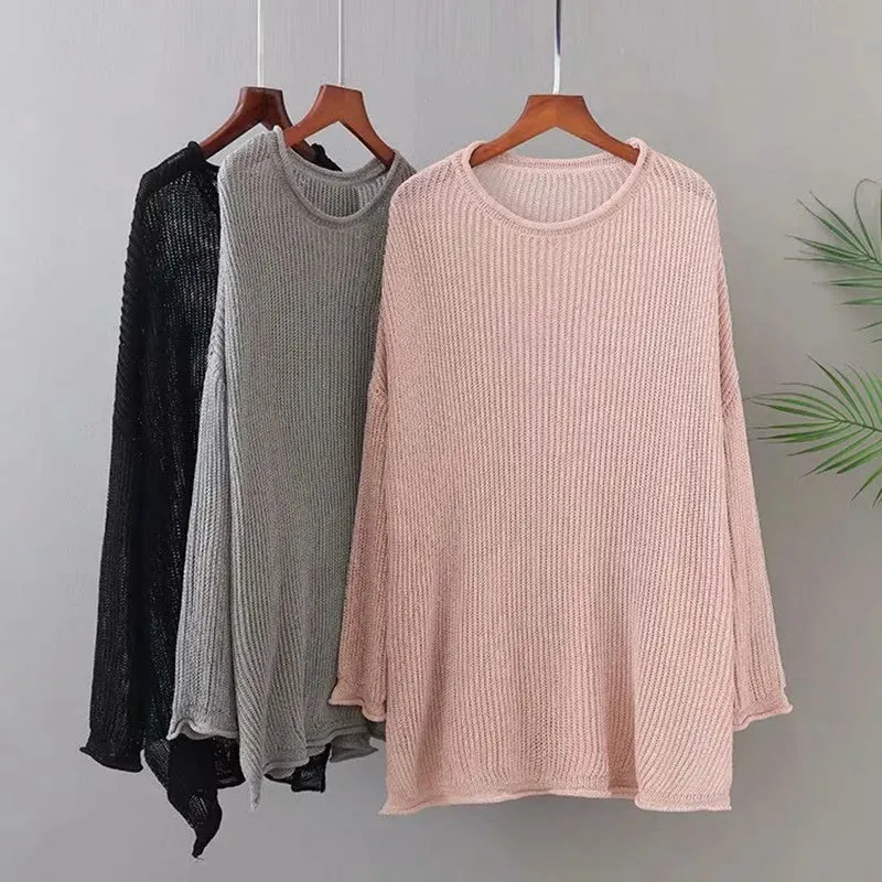 Uniwim Plus Size Knit Shirt For Women Long Sleeves Round Collar Minimalism Knit Sweater Large Size Quality Looser Early Autumn New Tops