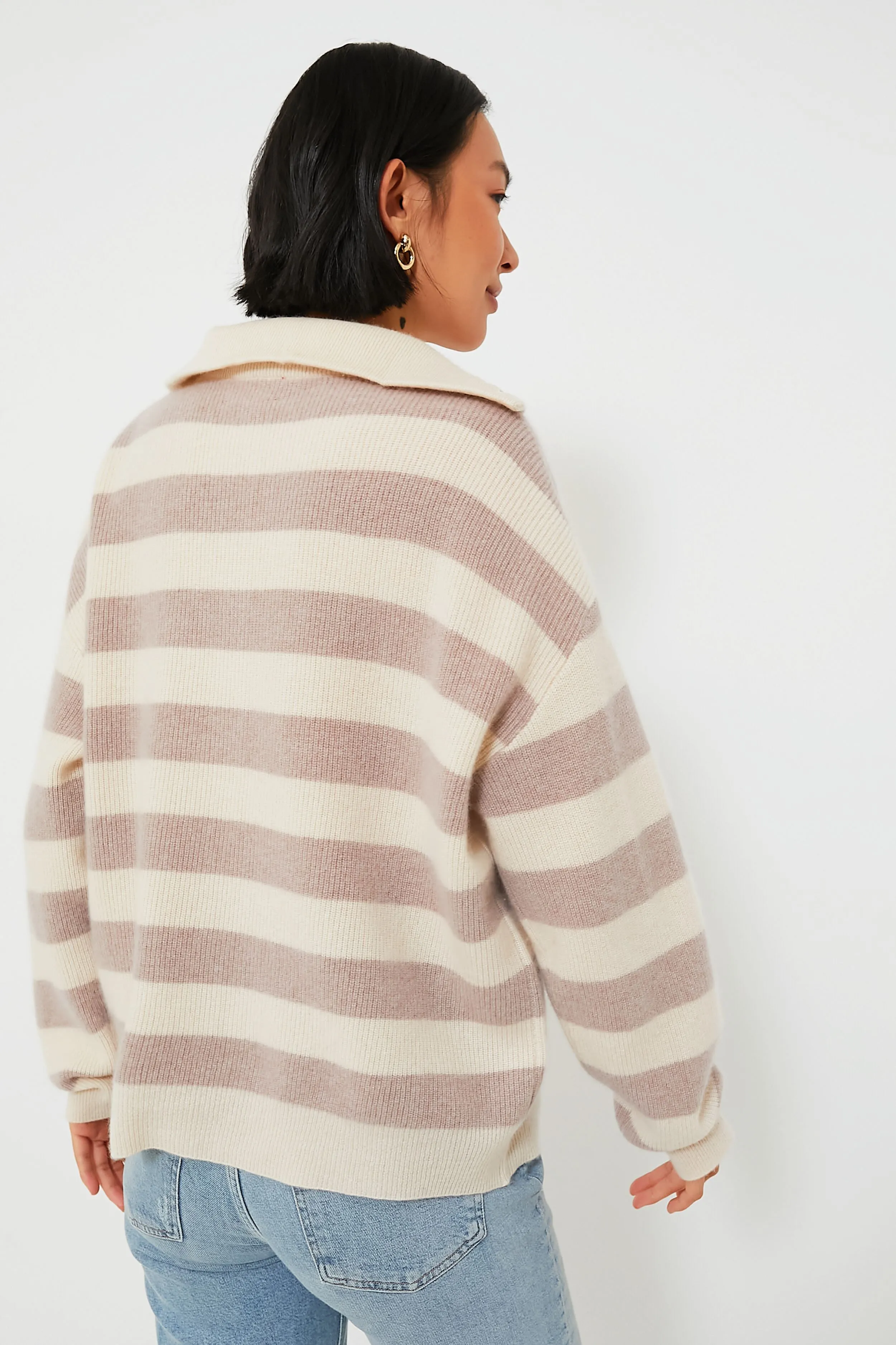 Vanilla Mauve Walden Stripe Cashmere Rafferty Sweater