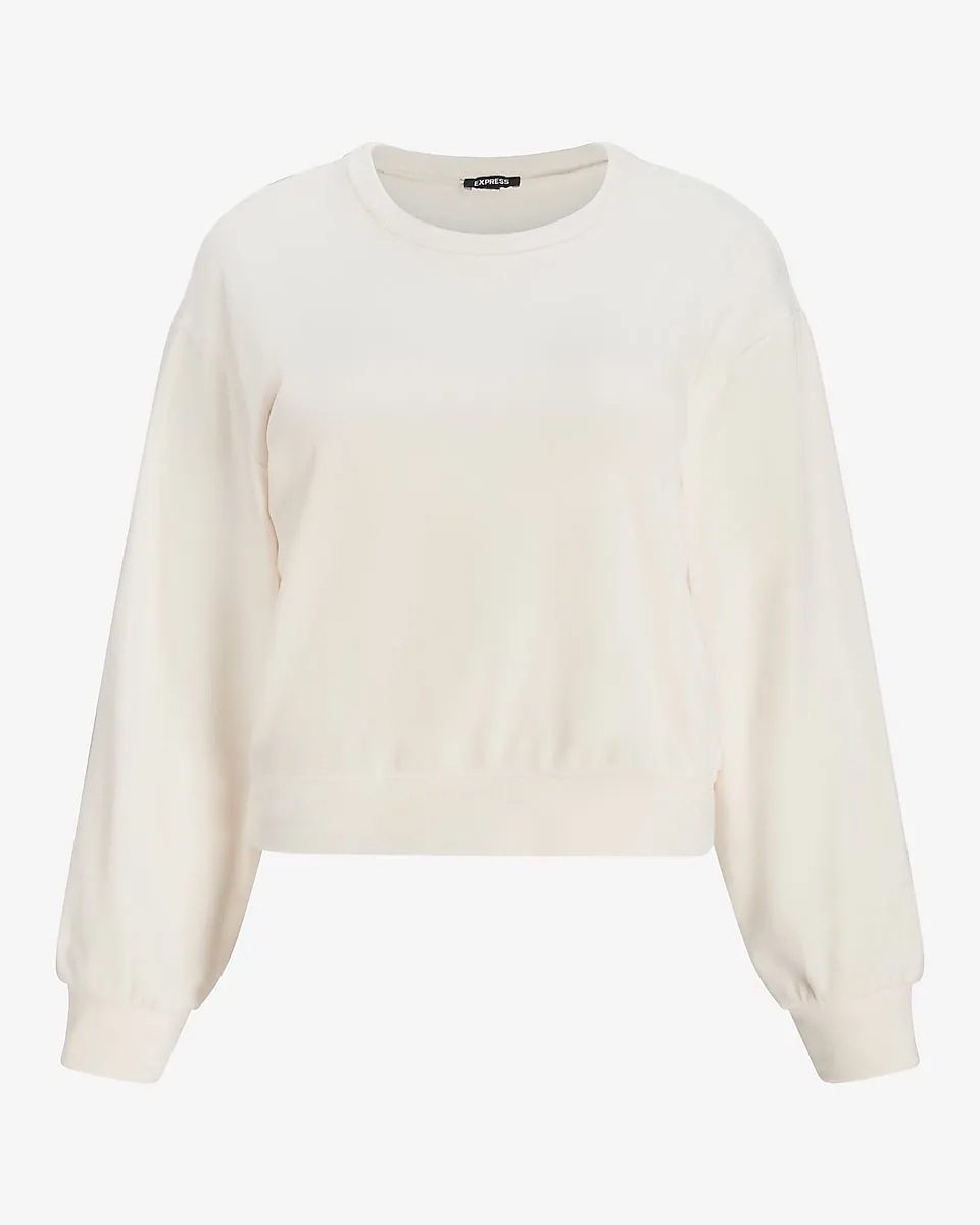 Velour Crew Neck Sweatshirt in Swan