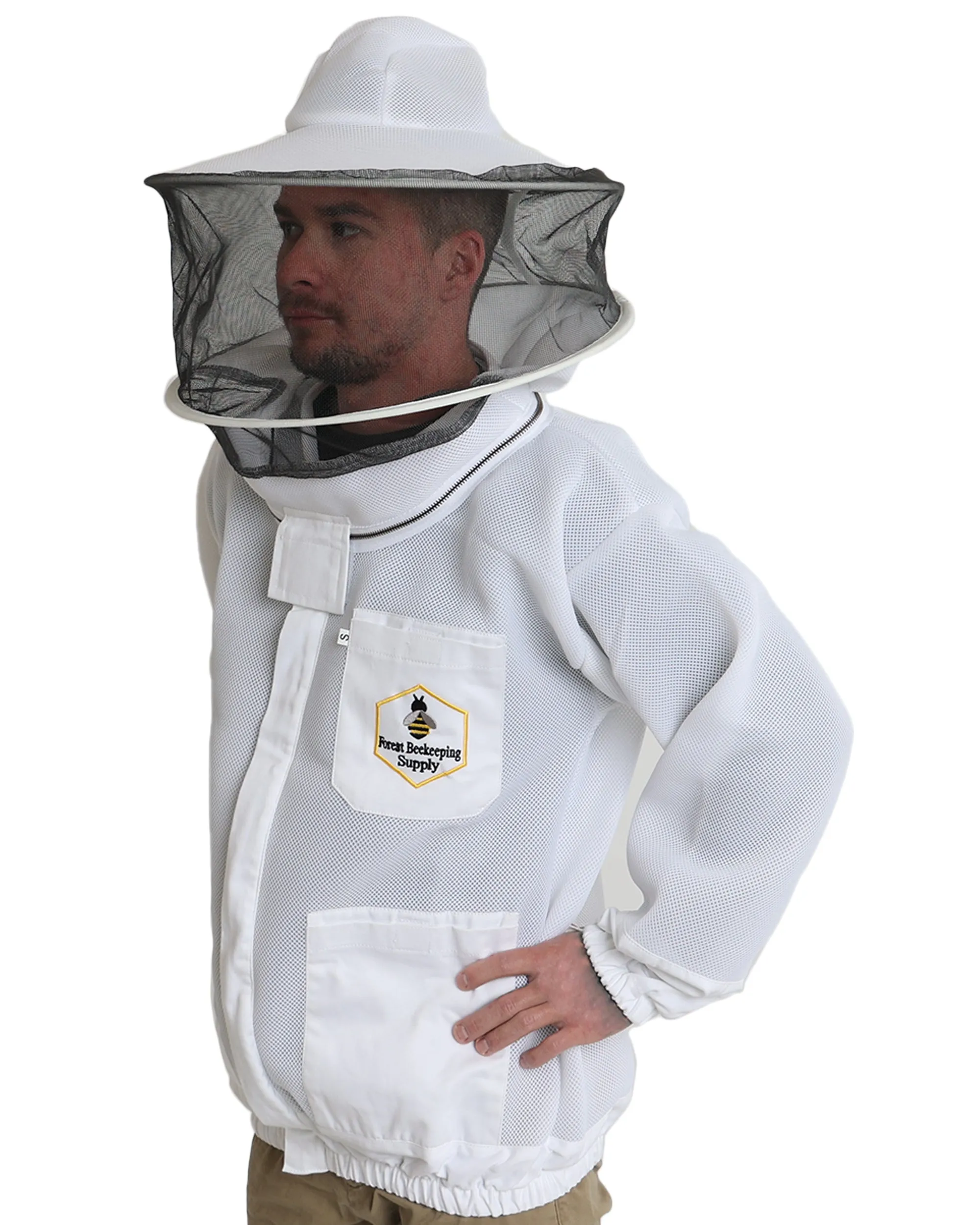 Ventilated Ultralight Bee Jacket with  Round Veil  For Beekeepers