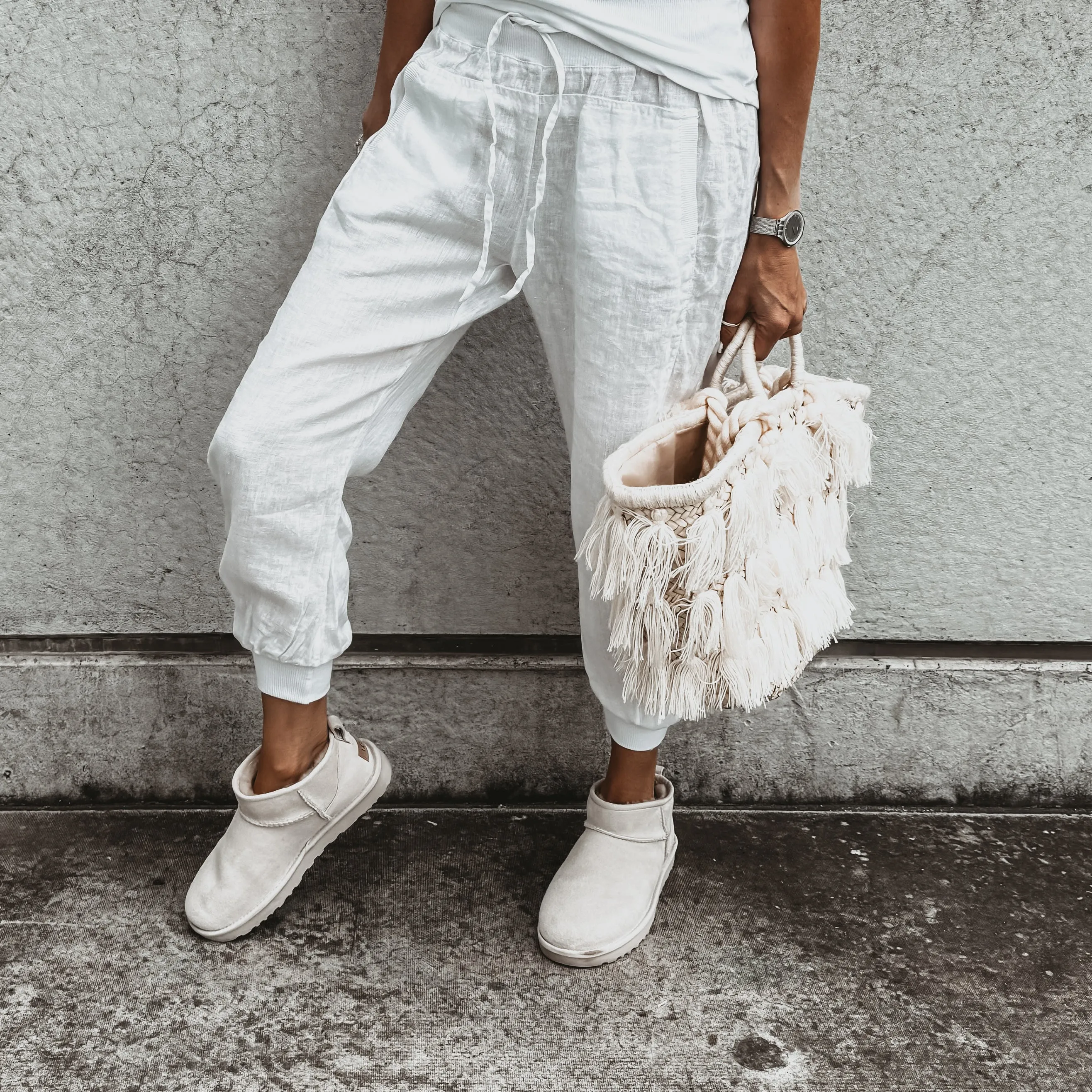 White LINEN ULTIMATE joggers *NEW*