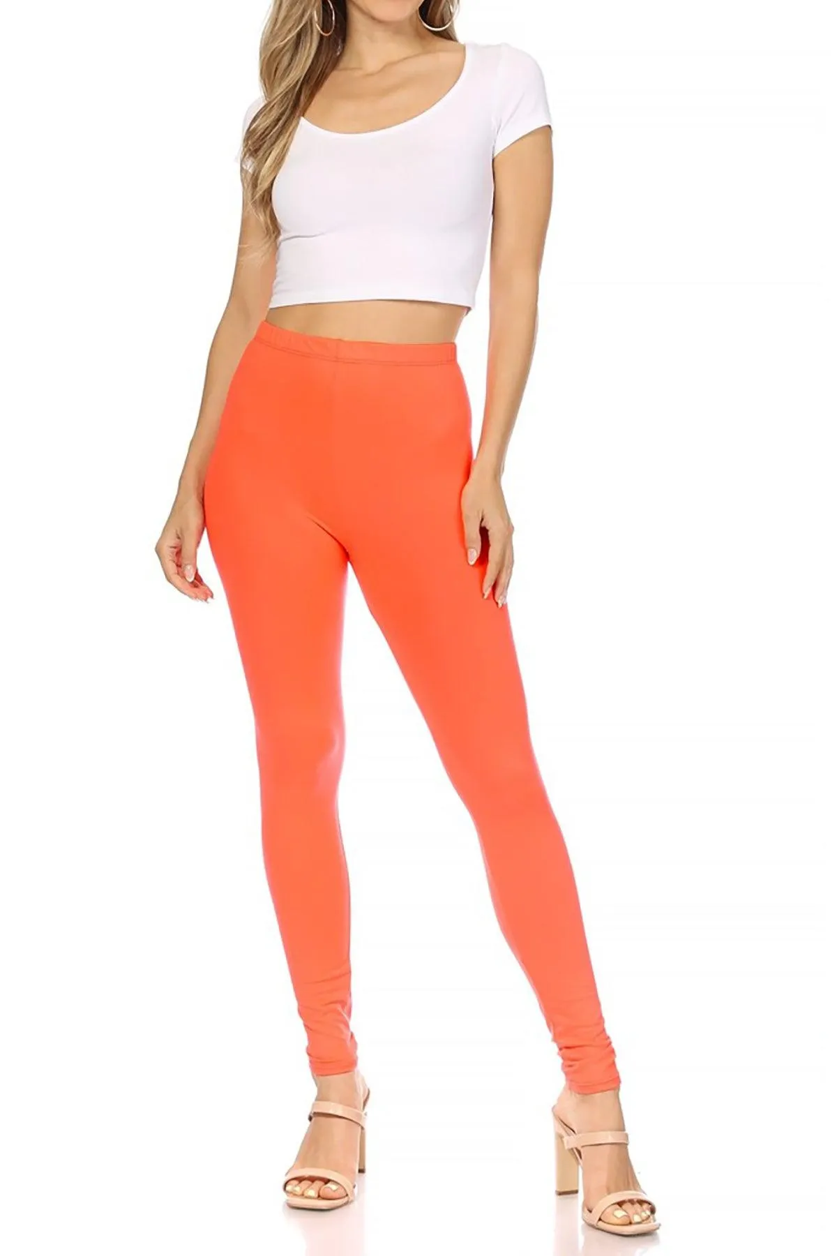 Women's Casual Solid Full Length Leggings Elastic Waistband