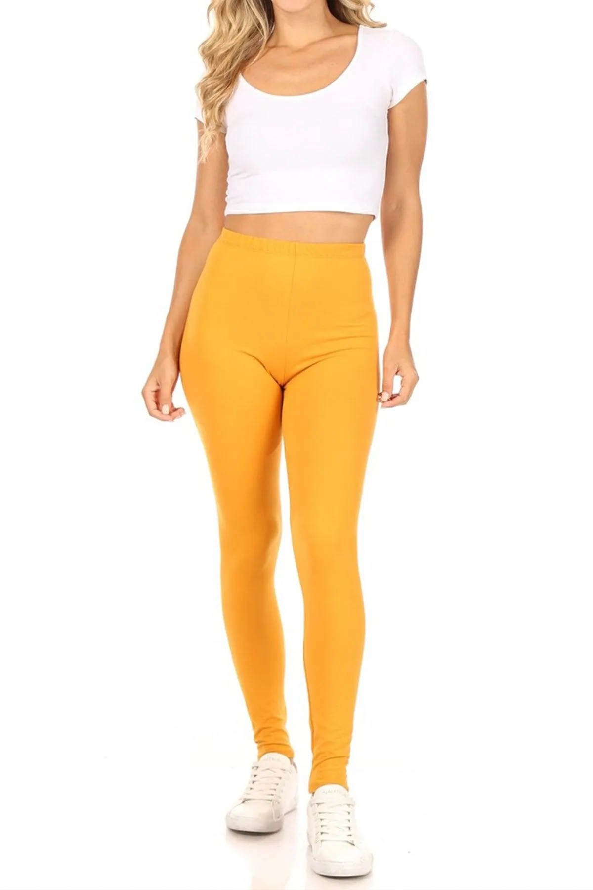 Women's Casual Solid Full Length Leggings Elastic Waistband