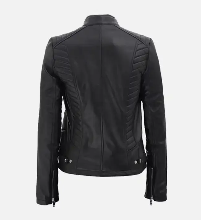 Women’s Quilted Black Leather Jacket