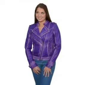 Women's Sheepskin Asymmetrical Moto Jacket w/ Studding