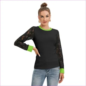 Womens T-shirt And Sleeve With Black Lace