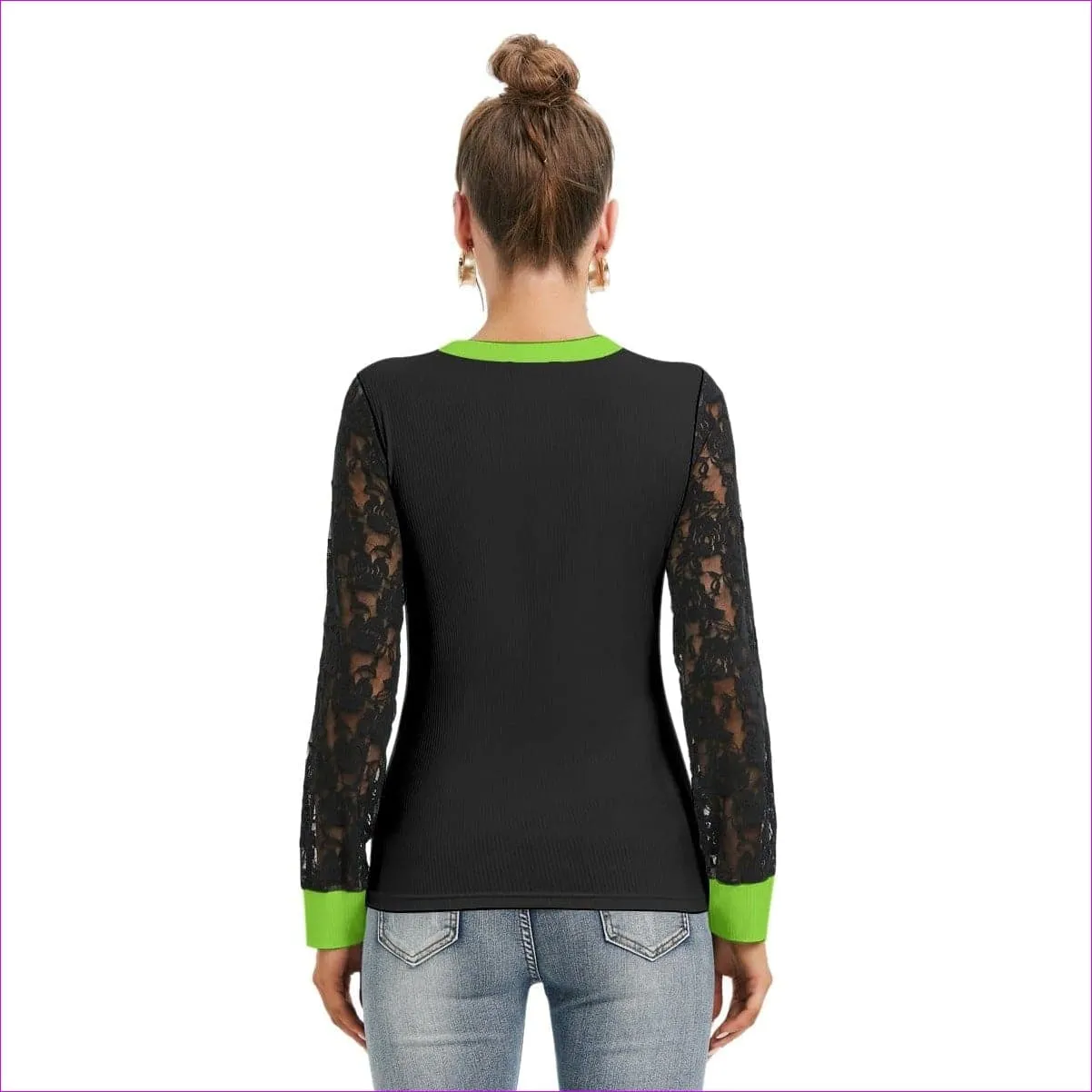 Womens T-shirt And Sleeve With Black Lace