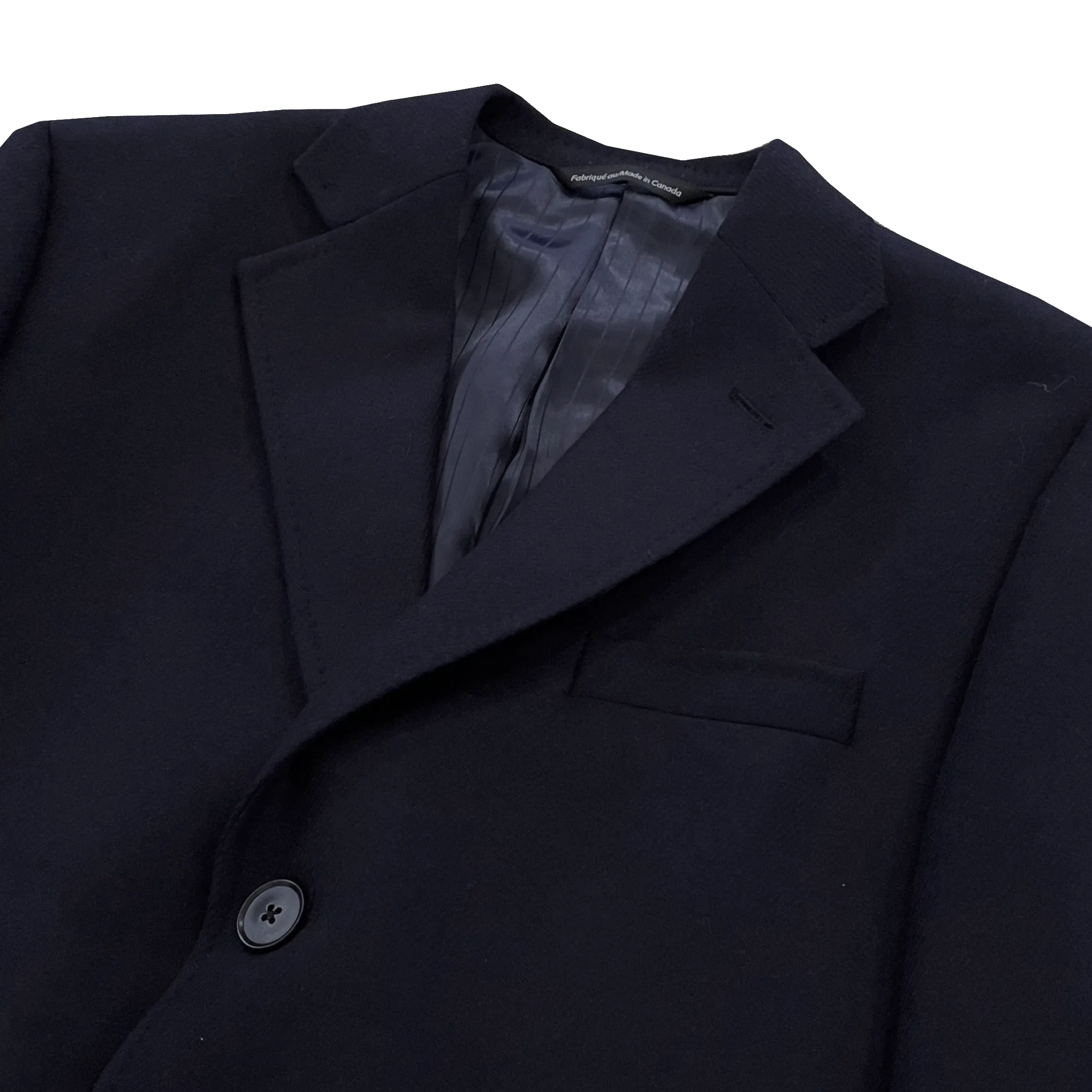 Wool Cashmere Navy Twill Overcoat