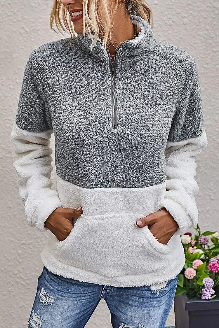 Zipper Fleece Jacket With Hood Soft Warm Coat